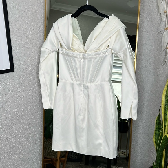 RARE House of CB ‘Arista’ Satin Corset Mini Dress Ivory - Picture 9 of 12